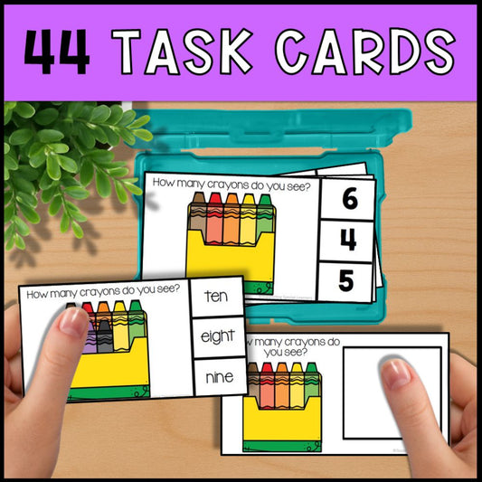 Counting Crayons 0 to 10: Adapted Book, 44 Task Cards & 5 File Folders