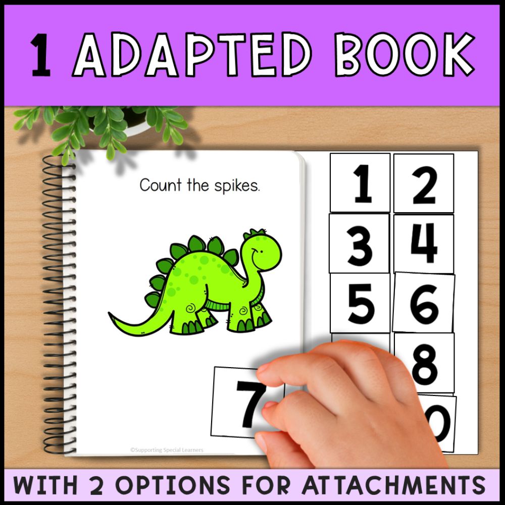 Counting Dinosaur Spikes 0 to 10: Adapted Book, Task Cards & More