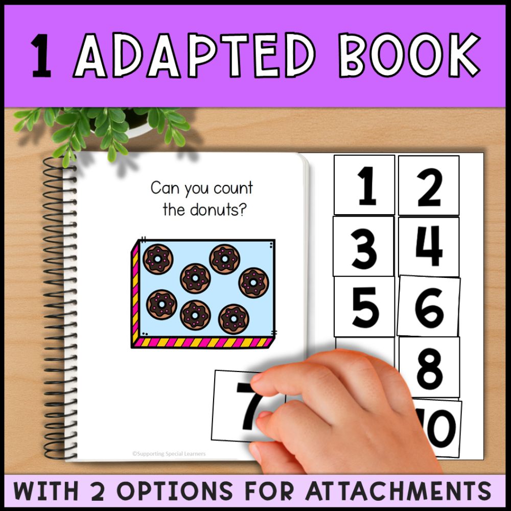 Counting Donuts 0 to 10: Adapted Book, 44 Task Cards & 5 File Folders