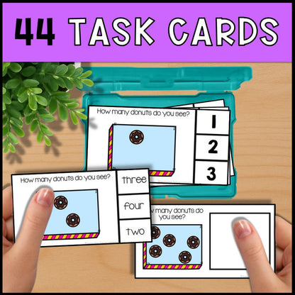 Counting Donuts 0 to 10: Adapted Book, 44 Task Cards & 5 File Folders