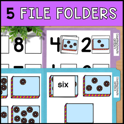 Counting Donuts 0 to 10: Adapted Book, 44 Task Cards & 5 File Folders