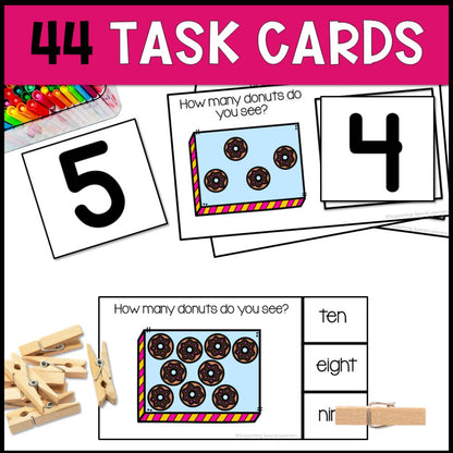 counting donuts 1 to 10 44 task cards