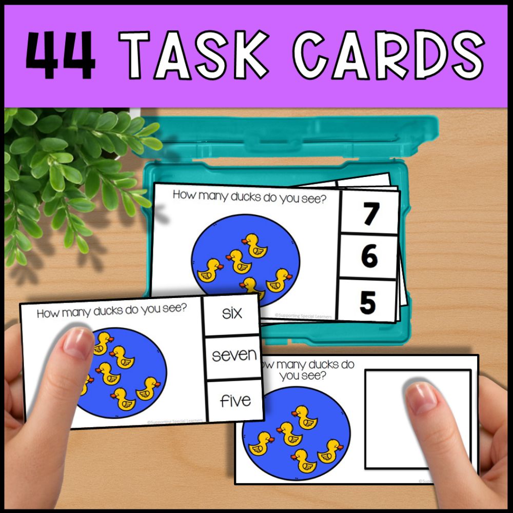 Counting Ducks 0 to 10: Adapted Book, 44 Task Cards and 5 File Folders