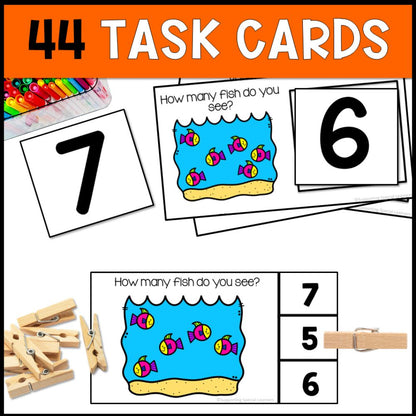 counting fish 0 to 10 44 task cards