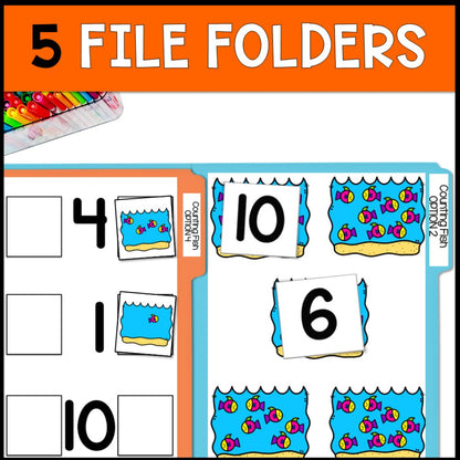 counting fish 0 to 10 5 file folders