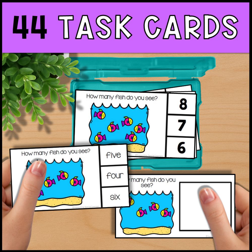Counting Fishes 0 to 10: Interactive Book, 44 Task Cards & File Folders