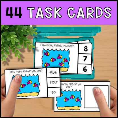 Counting Fishes 0 to 10: Interactive Book, 44 Task Cards & File Folders
