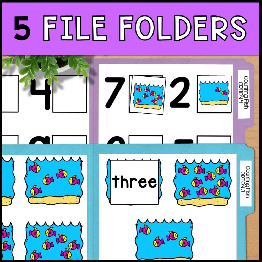 Counting Fishes 0 to 10: Interactive Book, 44 Task Cards & File Folders