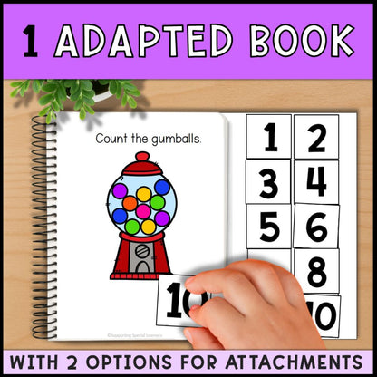 Counting Gumballs 0 to 10: Adapted Book, 44 Task Cards & File Folders