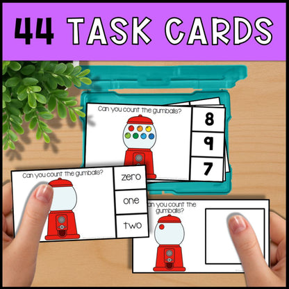 Counting Gumballs 0 to 10: Adapted Book, 44 Task Cards & File Folders
