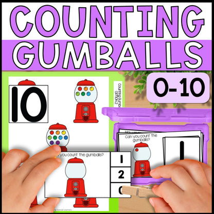 Counting Gumballs 0 to 10: Adapted Book, 44 Task Cards & File Folders