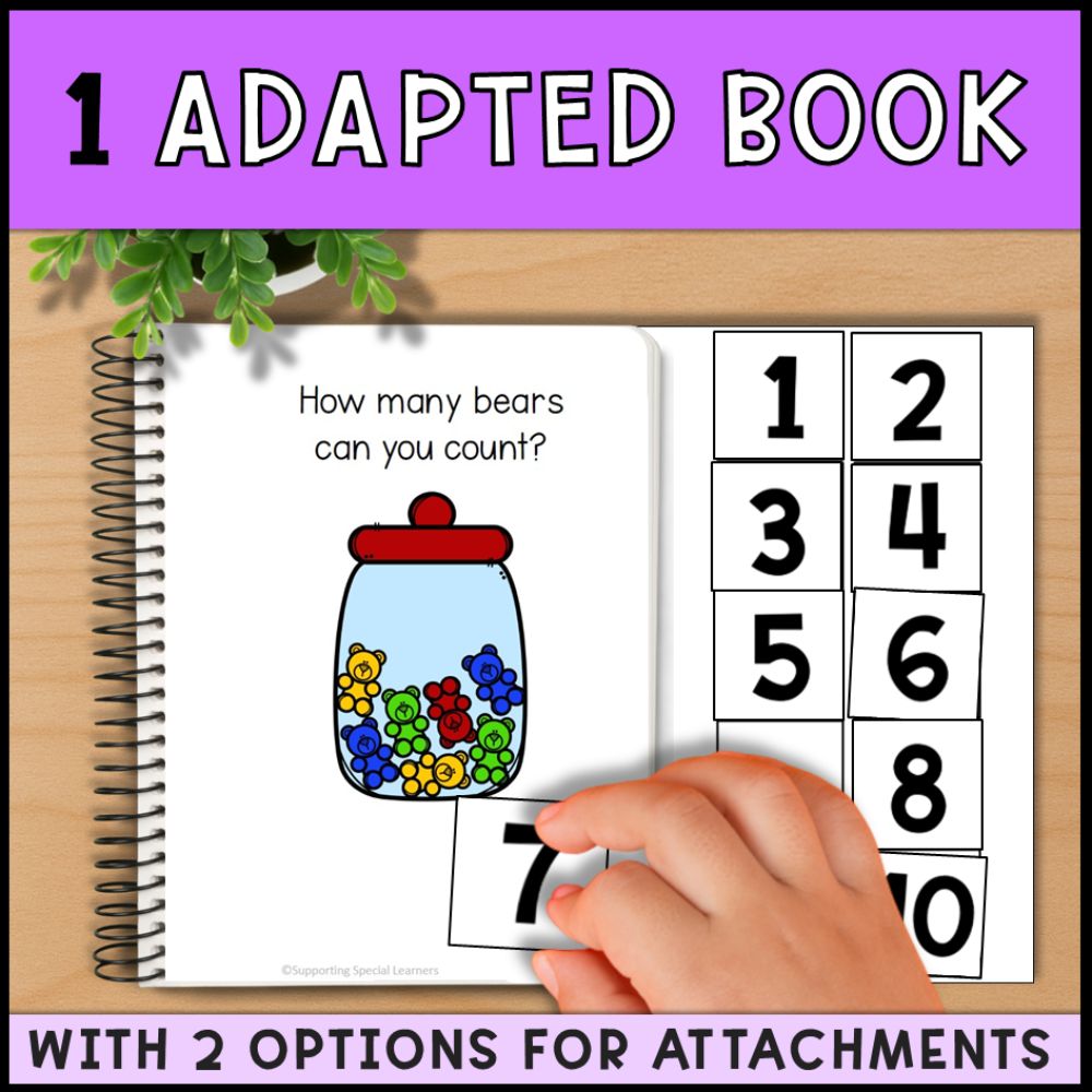 Counting Gummy Bears 0 to 10: Adapted Book, Task Cards & File Folders