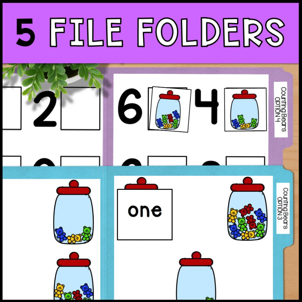 Counting Gummy Bears 0 to 10: Adapted Book, Task Cards & File Folders