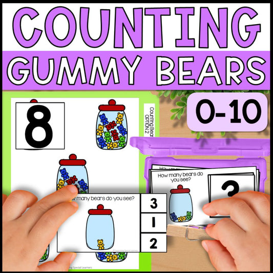 Counting Gummy Bears 0 to 10: Adapted Book, Task Cards & File Folders