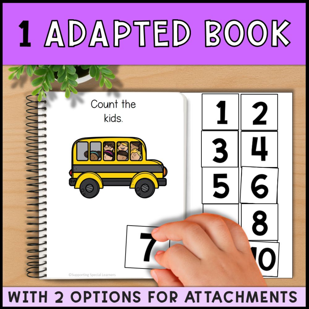 Counting Kids on the Bus 0 to 10: Adapted Book, Task Cards & File Folders