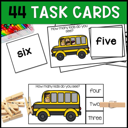 counting kids on the bus 0 to 10 44 task cards