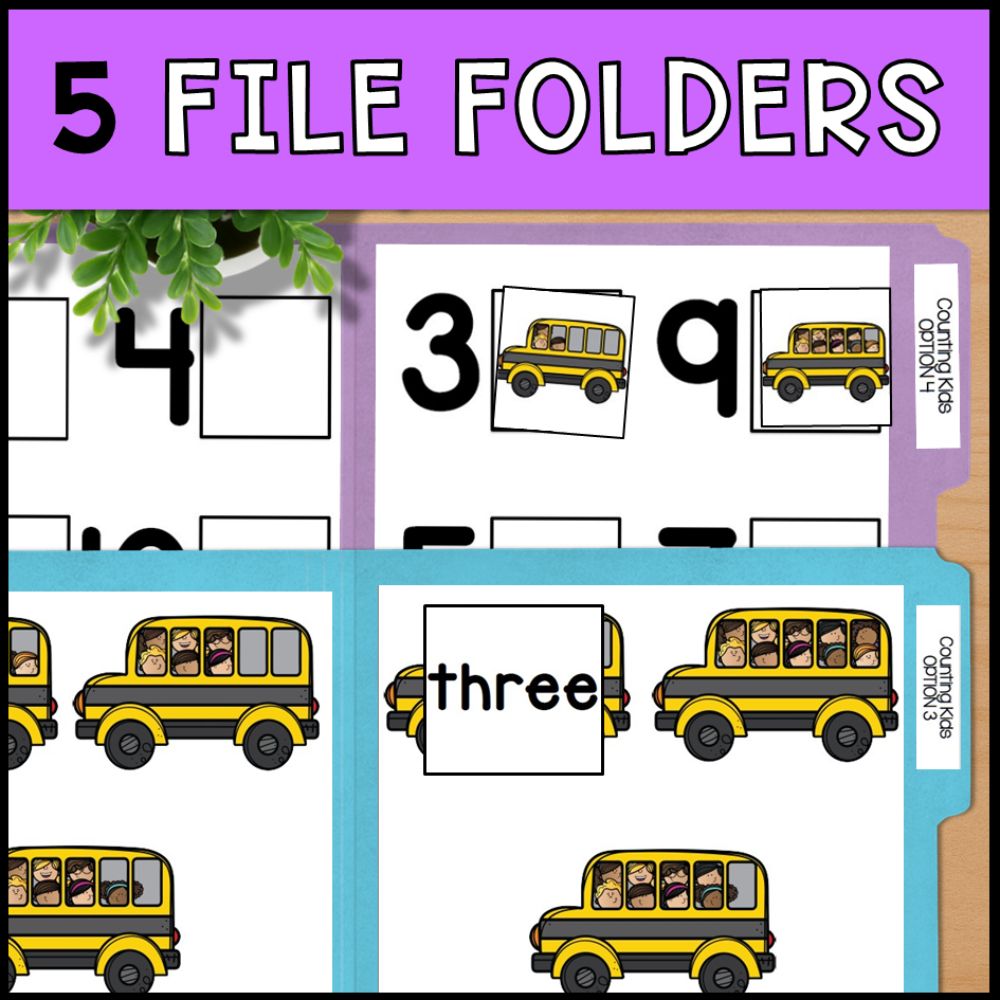 Counting Kids on the Bus 0 to 10: Adapted Book, Task Cards & File Folders