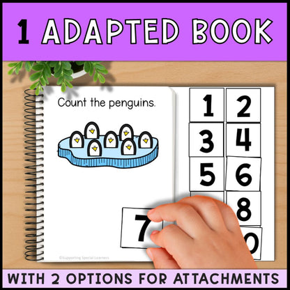 Counting Penguins 0 to 10: Adapted Book, 44 Task Cards & File Folders