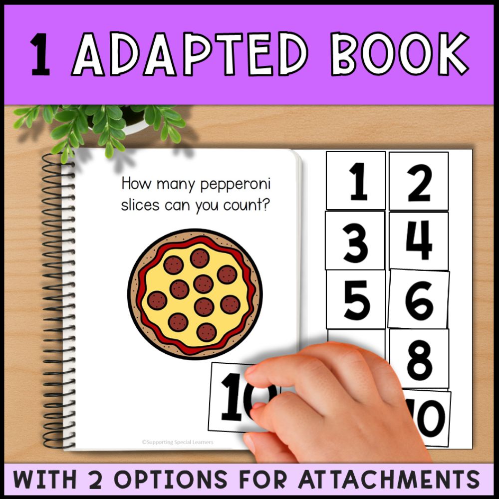 Counting Pepperoni 0 to 10: Adapted Book, 44 Task Cards & File Folders
