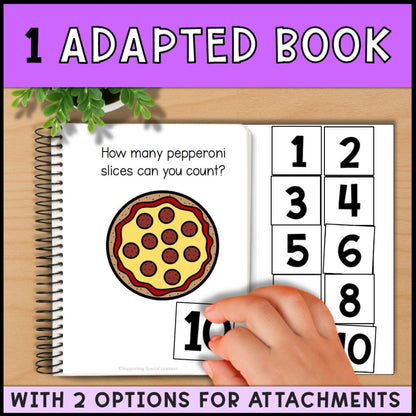 Counting Pepperoni 0 to 10: Adapted Book, 44 Task Cards & File Folders