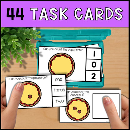 Counting Pepperoni 0 to 10: Adapted Book, 44 Task Cards & File Folders