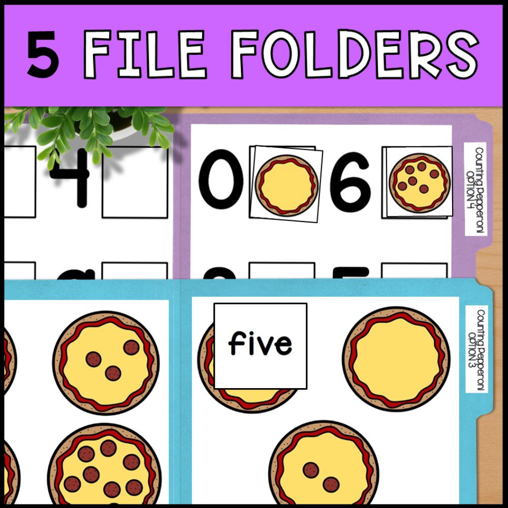 Counting Pepperoni 0 to 10: Adapted Book, 44 Task Cards & File Folders
