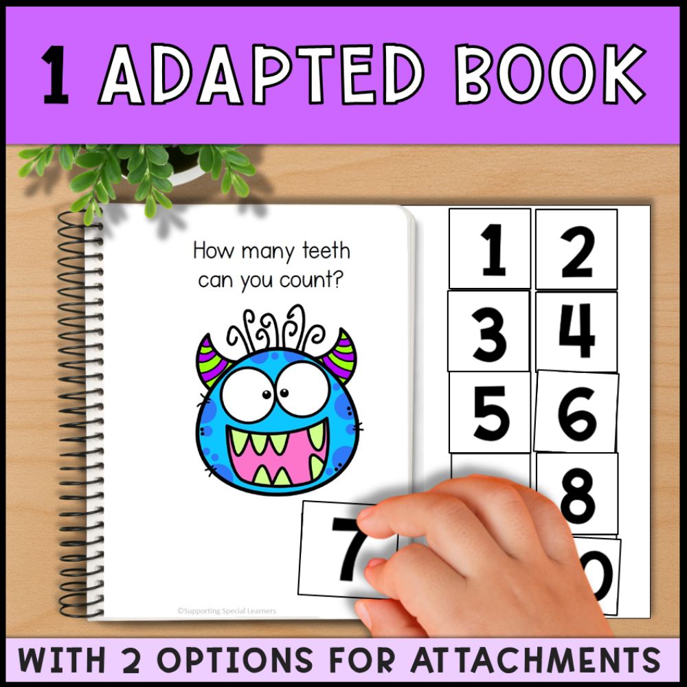 Counting Teeth 0 to 10: Adapted Book, 44 Task Cards and 5 File Folders