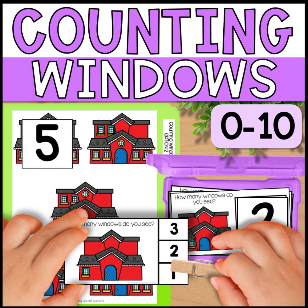 Counting Windows 0 to 10: Adapted Book, 44 Task Cards & 5 File Folders