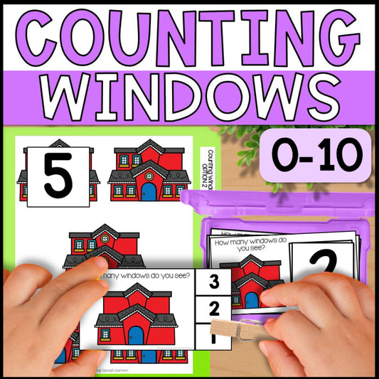 Counting Windows 0 to 10: Adapted Book, 44 Task Cards & 5 File Folders