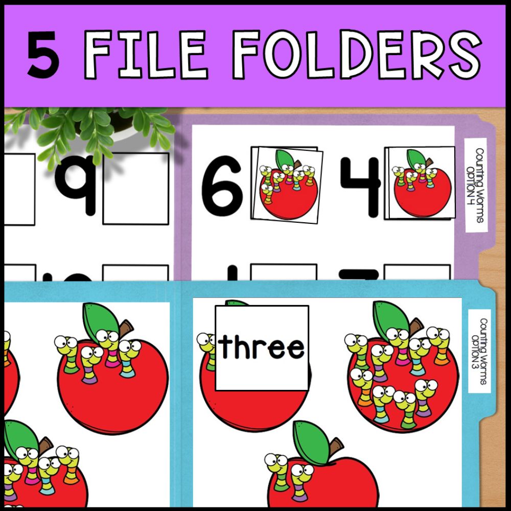 Counting Worms 0 to 10: Adapted Book, 44 Task Cards and 5 File Folders