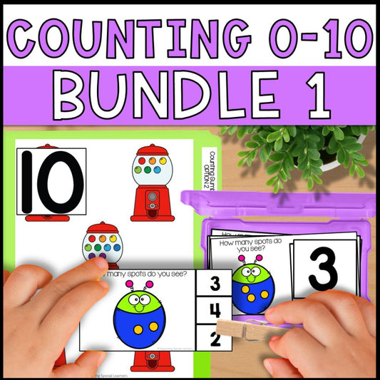 Counting to 10 Bundle 1: Adapted Books, Task Cards, and File Folders