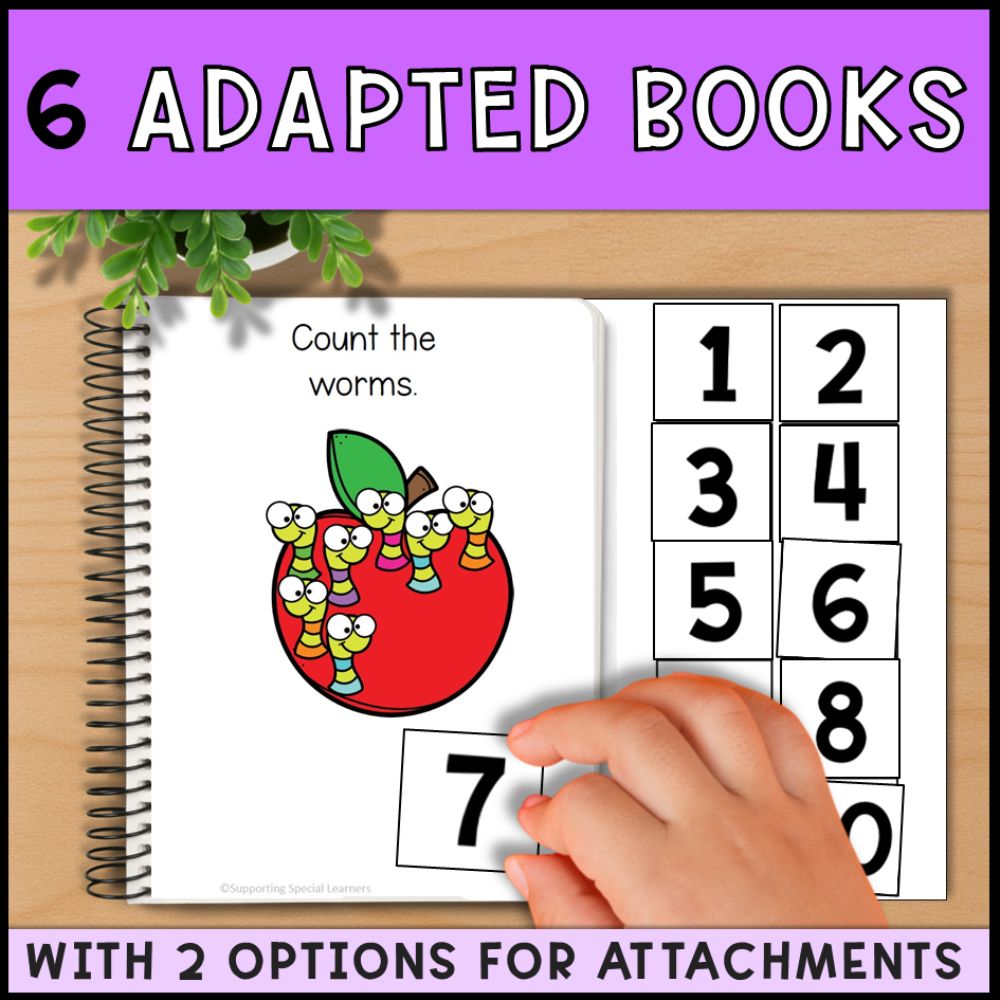 Counting to 10 School Themed Bundle: Adapted Books, Task Cards & File Folders