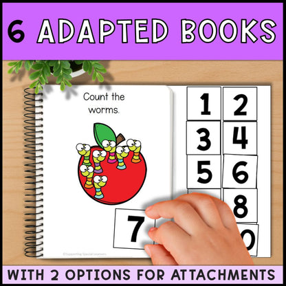 Counting to 10 School Themed Bundle: Adapted Books, Task Cards & File Folders