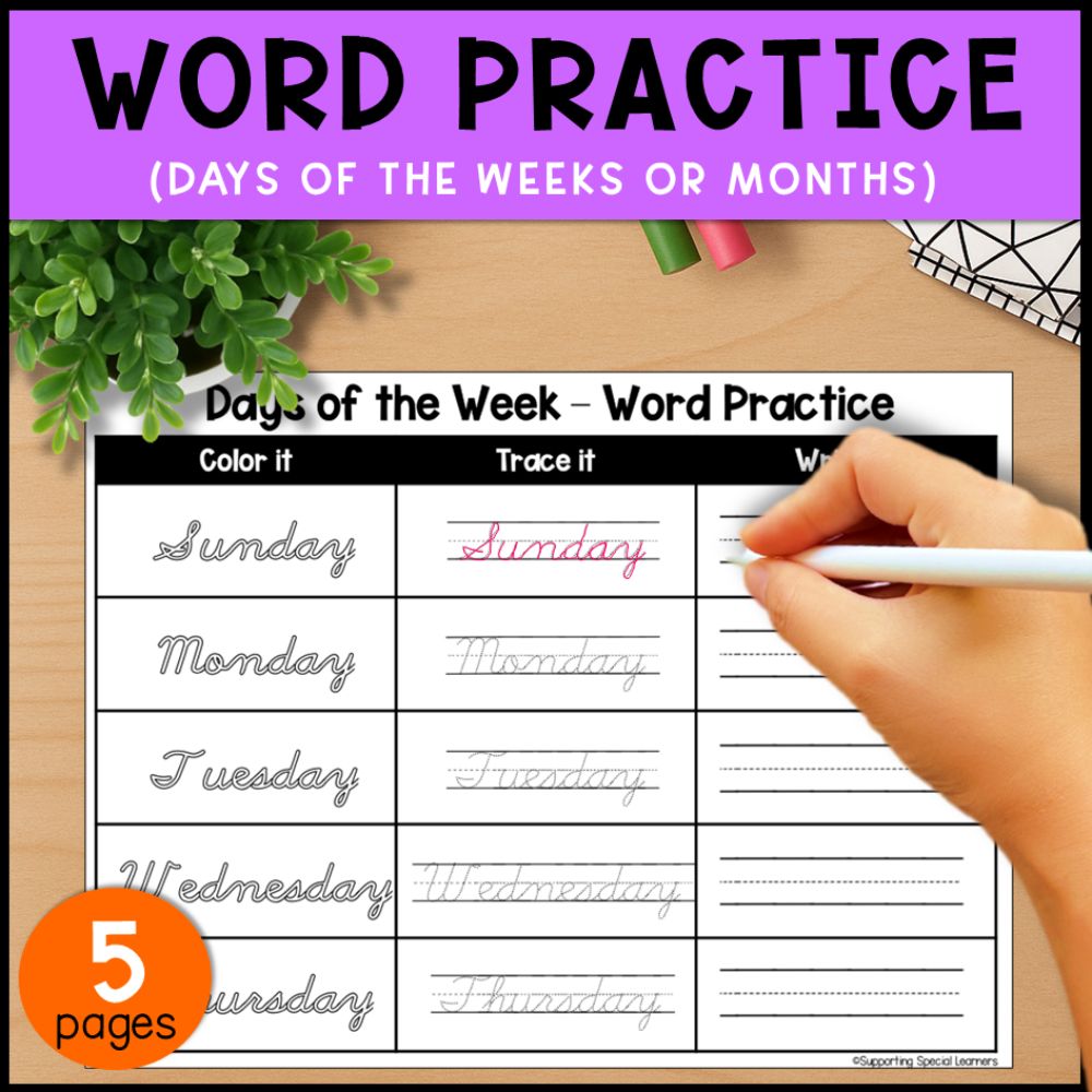 Cursive Handwriting Practice Pages: Upper & Lower Case Letters & Words