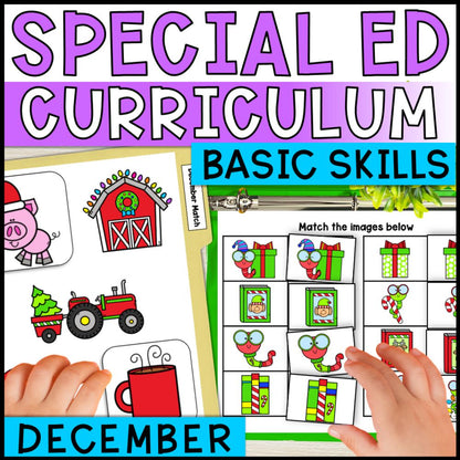 december special education basic concepts ela math worksheets cover