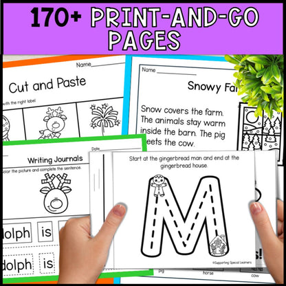 December Special Education Basic Concepts: ELA & Math Worksheets