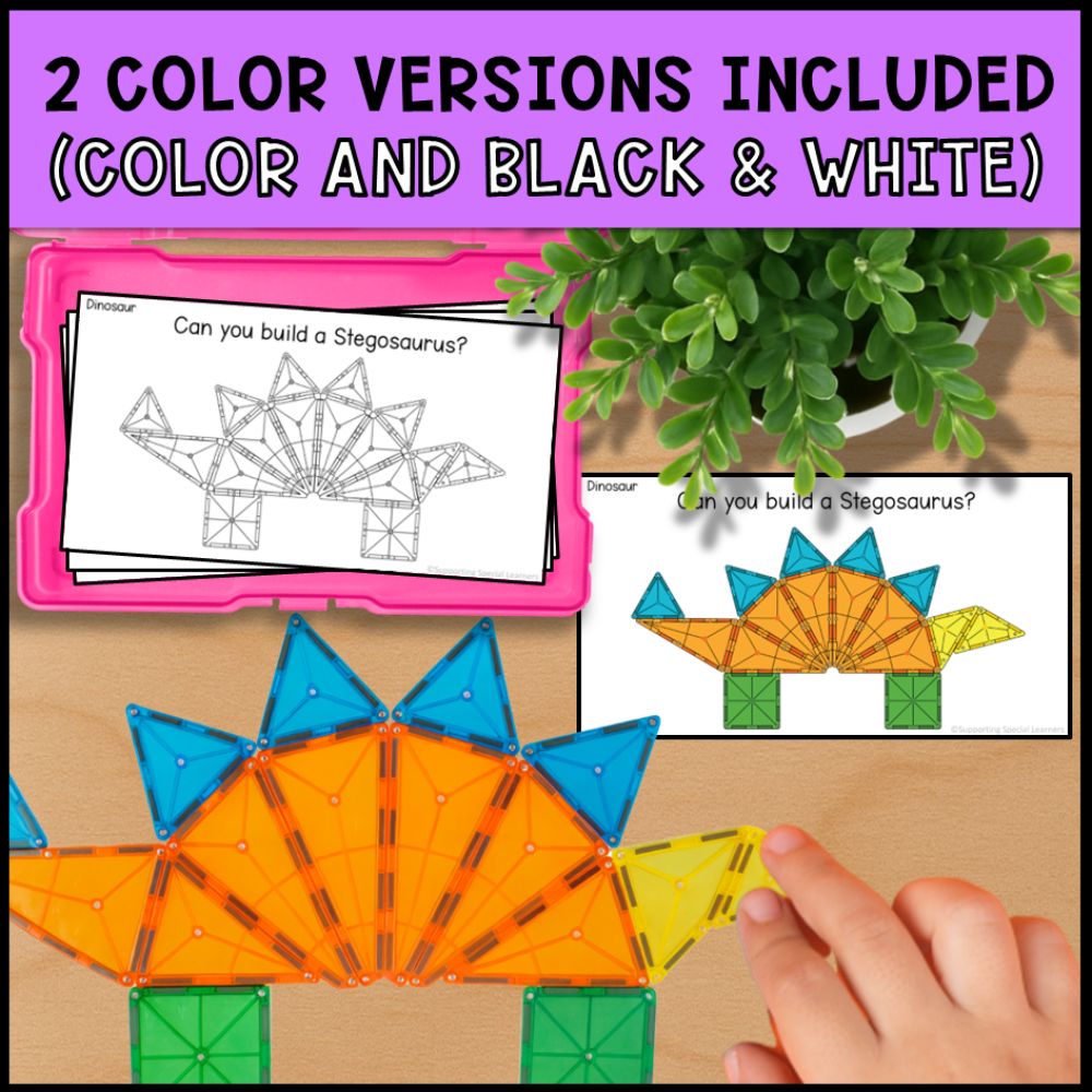 Dinosaur Magnetic Tiles Task Boxes for Special Education