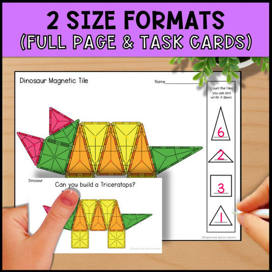 Dinosaur Magnetic Tiles Task Boxes for Special Education