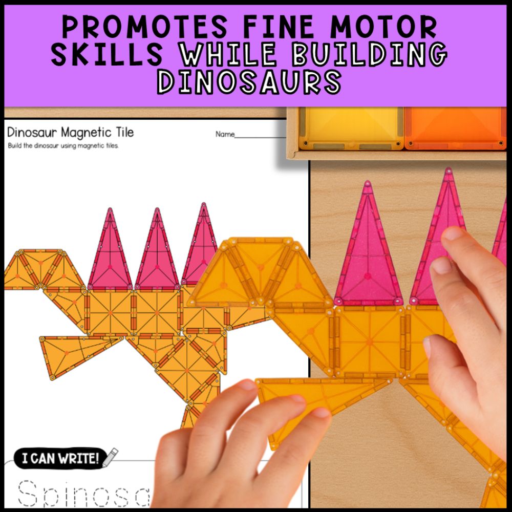Dinosaur Magnetic Tiles Task Boxes for Special Education