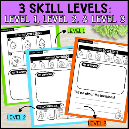 directed drawing worksheets - following directions holidays theme 3 skill levels