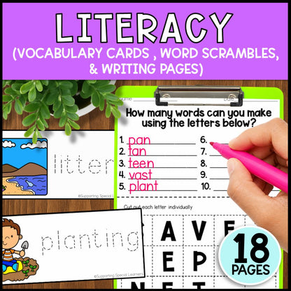 Earth Day Math, Literacy & Art Activities: Special Education