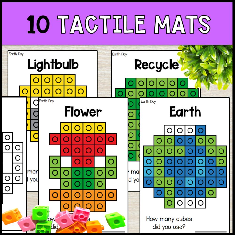 earth day connecting cubes - special education 10 mats