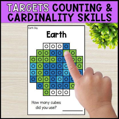 earth day connecting cubes - special education targets counting and cardinality skills