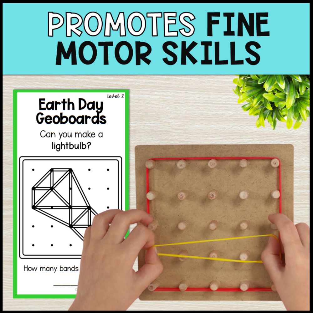 earth day geoboard task cards - special education promotes fine motor skills