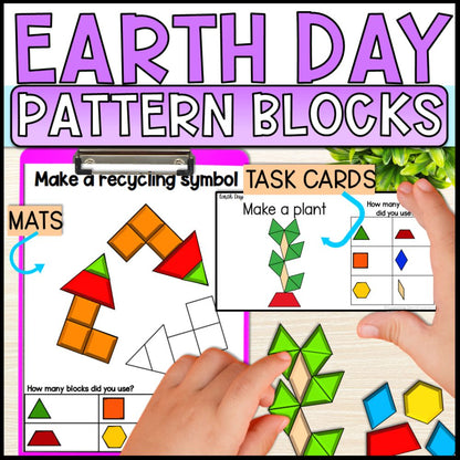 Earth Day Pattern Block Mats and Task Cards - Special Education