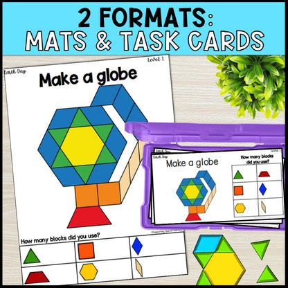 earth day pattern block mats and task cards - special education