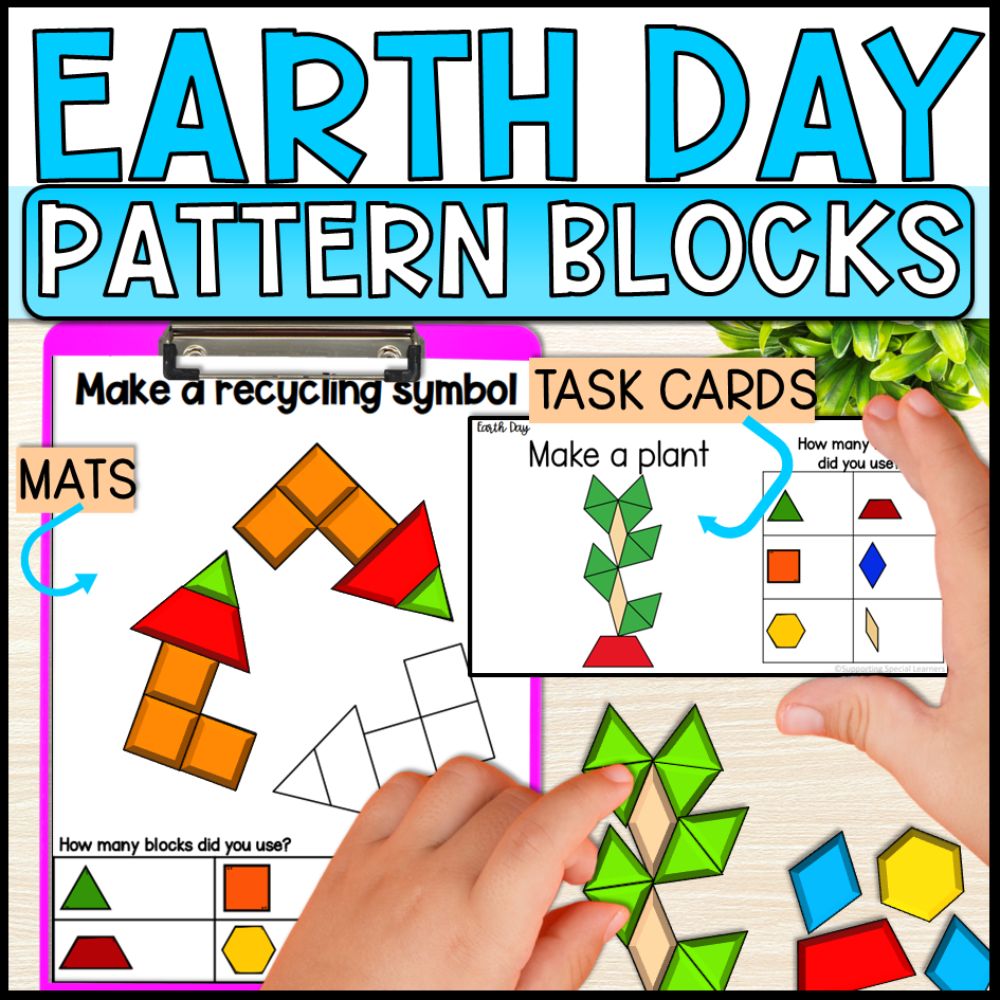 earth day pattern block mats and task cards - special education cover