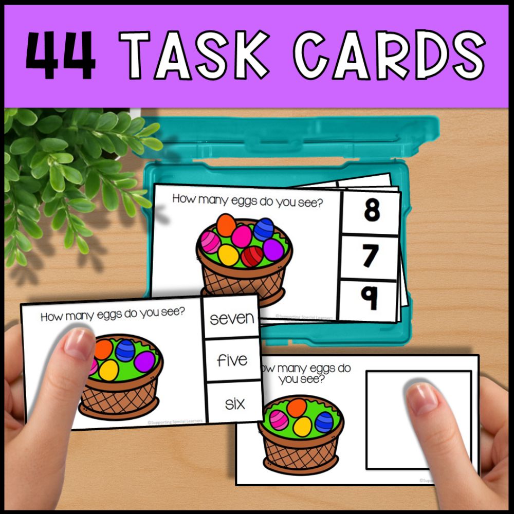 Easter Theme Counting 0 to 10: Adapted Book, Task Cards & File Folders