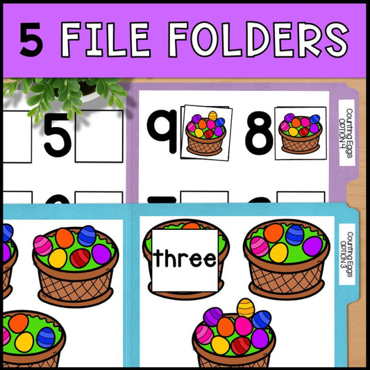 Easter Theme Counting 0 to 10: Adapted Book, Task Cards & File Folders