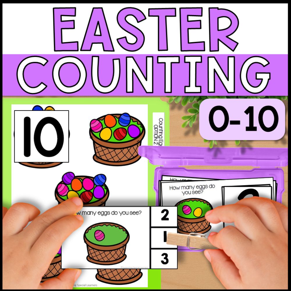 Easter Theme Counting 0 to 10: Adapted Book, Task Cards & File Folders
